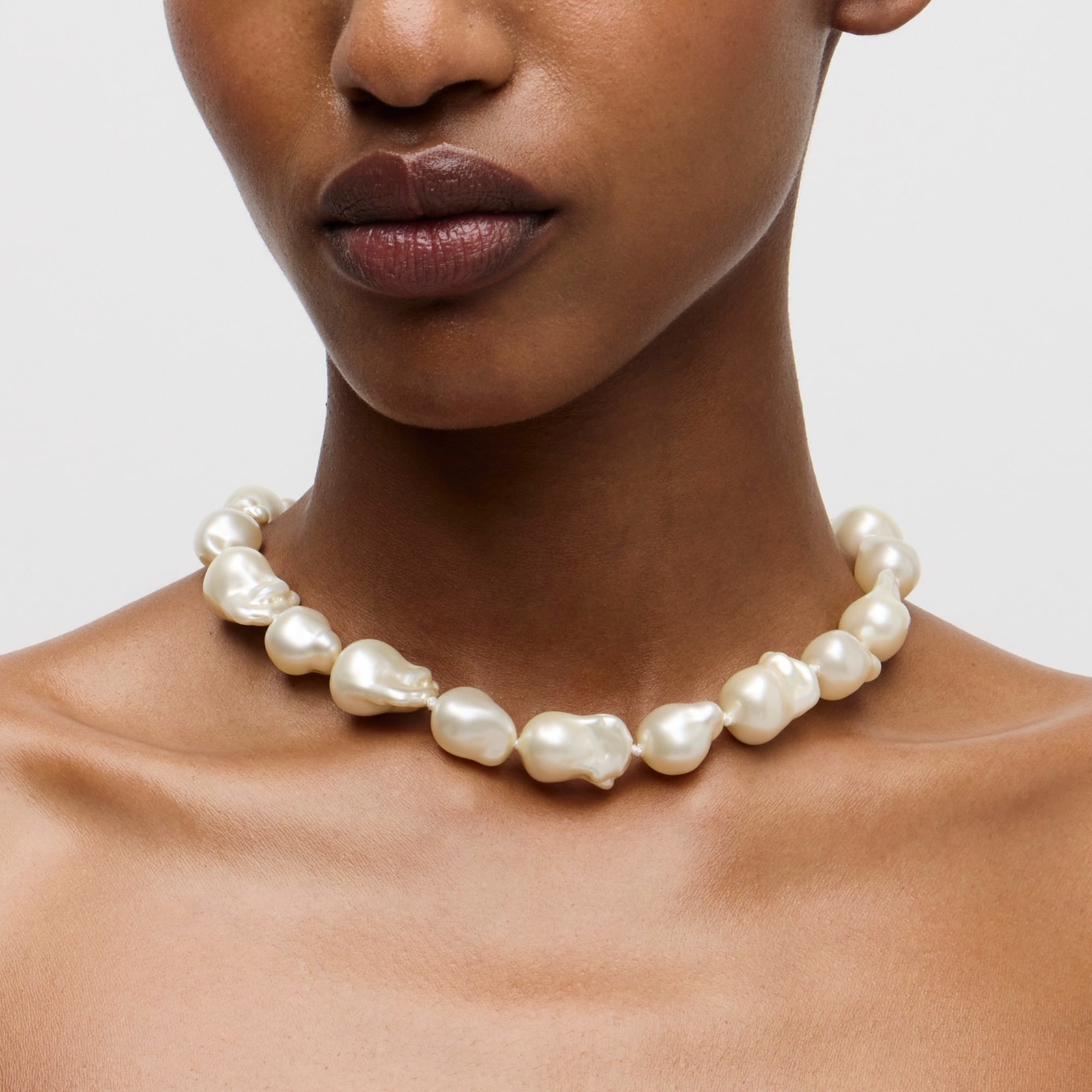 J.Crew Baroque Pearl Necklace Gold Plated Freshwater Pearl Choker Adjustable Nwt